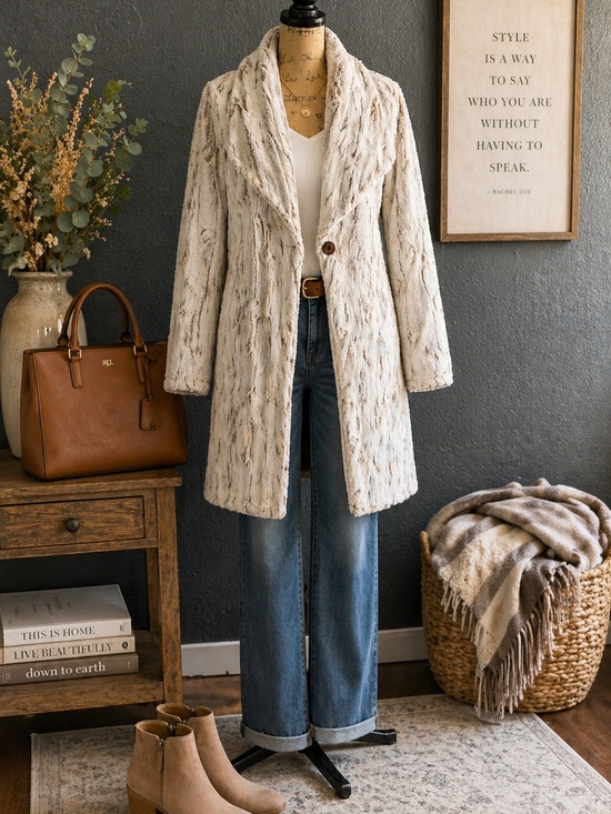 Vine Street Apparel Jackets & Blazers - Vine Street Faux Rabbit Fur Coat Made in USA NWT L Plush Jacket